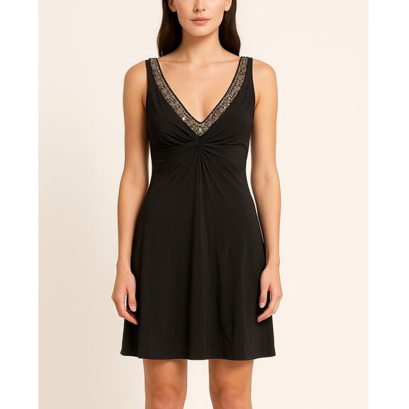 "Velvet" Brand Beaded Neckline Mini Dress – Size Small - Picture 1 of 8